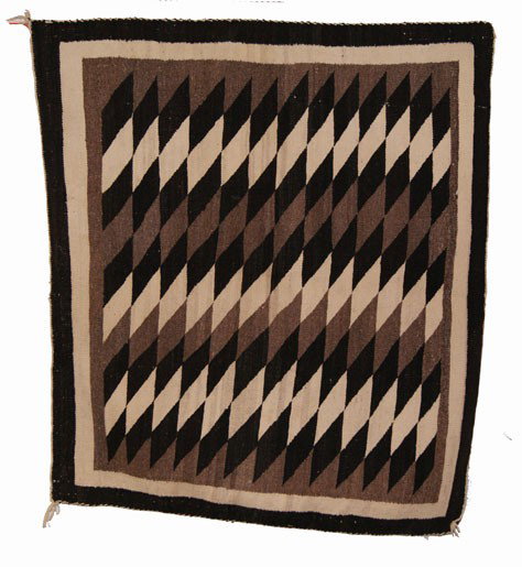 NAVAJO TEXTILE: 1950s 60s black white and gray minor edge where 34.5" x 38" Shipping charge are for the United States. The shipping on this lot is $10.00. Outside the United States there will be additional shipping f