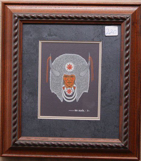 SEMINOLE WATER COLOR: 1971 of buffallo dancer signed Fred Beaver 6" x4.5" Shipping charge are for the United States. The shipping on this lot is $10.00. Outside the United States there will be additional shipping fees. Unl