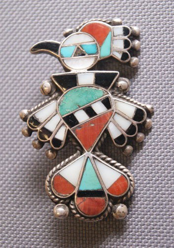 Zuni pin: 1960s 70s sterling silver and channel inlaid 2" x 1" Shipping charge are for the United States. The shipping on this lot is $10.00. Outside the United States there will be additional shipping fees. Un