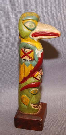 NORTHWEST COAST TOTEM POLE: 1930s- 40s carved and painted wood 7.5" tall Shipping charge are for the United States. The shipping on this lot is $10.00. Outside the United States there will be additional shipping fees. Unless not