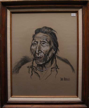 ORIGINAL WESTERN DRAWING: 1970s charcoal title "Bullhead" by Ace Powell, 17.5" x 13.5" Shipping charge are for the United States. The shipping on this lot is $20.00. Outside the United States there will be additional shipping 