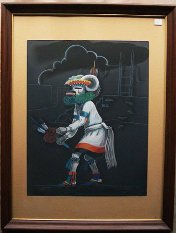HOPI PAINTING: 1960s to 70s original watercolor by Raymond Naha 18" x 14" Shipping charge are for the United States. The shipping on this lot is $20.00. Outside the United States there will be additional shipping fe