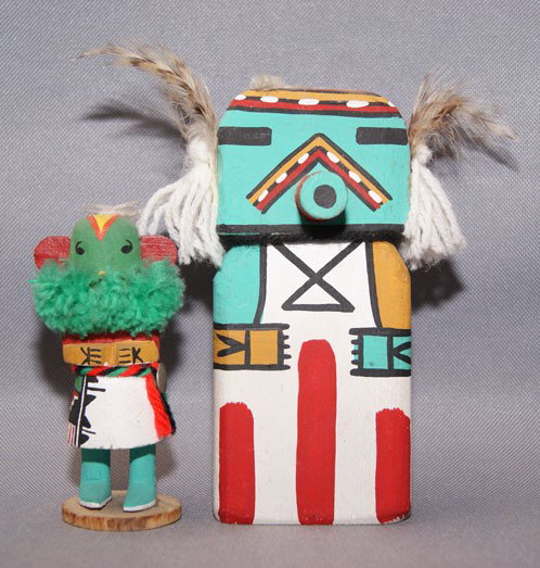 TWO KACHINA: 1980s 90s one crib style 6" tall and other 4" tall Shipping charge are for the United States. The shipping on this lot is $10.00. Outside the United States there will be additional shipping fees. Unle