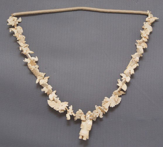 PUEBLO FETISH NECKLACE: 1970s 80s carved from bone, 28" long Shipping charge are for the United States. The shipping on this lot is $10.00. Outside the United States there will be additional shipping fees. Unless noted all i
