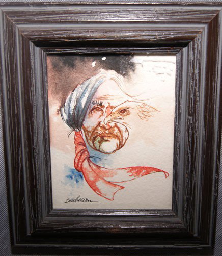 WATERCOLOR: 1980s 90s titled Eagle Man of San Juan signed Seabourn, 4.5" x 3.5" Shipping charge are for the United States. The shipping on this lot is $10.00. Outside the United States there will be additional sh