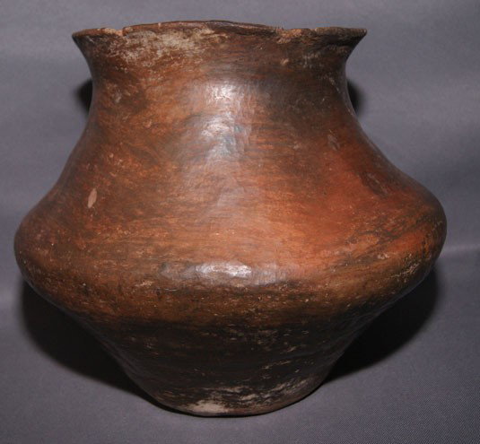 PUEBLO POTTERY JAR: 1880s 90s plain ware with chips and cracks, 11" x 12" Shipping charge are for the United States. The shipping on this lot is $20.00. Outside the United States there will be additional shipping fees. U