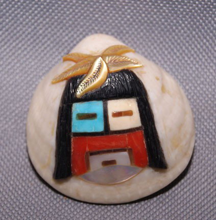 PUEBLO SHELL PENDANT: 1970s 80s Zuni style stone to stone overlay, 1.75" diameter Shipping charge are for the United States. The shipping on this lot is $10.00. Outside the United States there will be additional shipping f