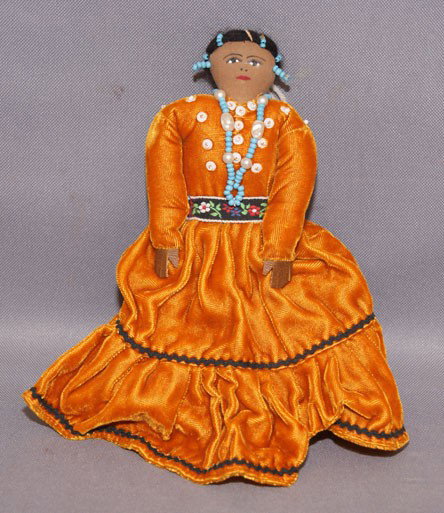 Navajo doll: 1980s 90s handmade velvet dress, 9" tall Shipping charge are for the United States. The shipping on this lot is $10.00. Outside the United States there will be additional shipping fees. Unless noted a