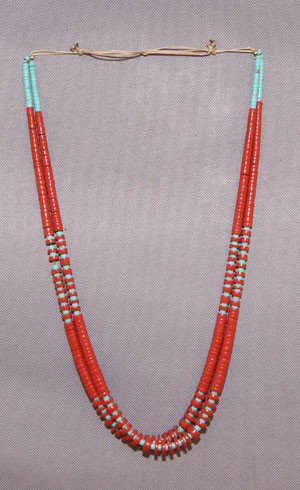 SANTO DOMINGO NECKLACE: 1970s, 80s two strands turquoise and coral 24 " long Shipping charge are for the United States. The shipping on this lot is $10.00. Outside the United States there will be additional shipping fees. Un