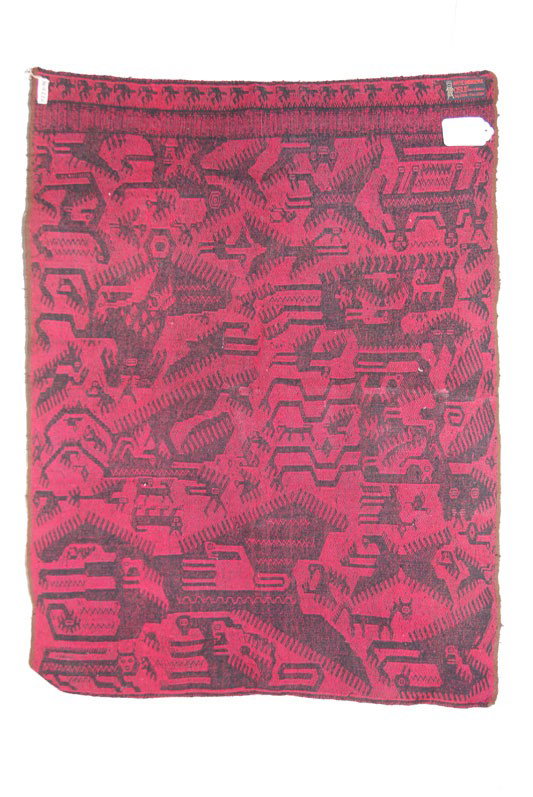 SOUTH AMERICAN TEXTILE: 1970s 80s hand-woven has original tag, 25" x 34" Shipping charge are for the United States. The shipping on this lot is $10.00. Outside the United States there will be additional shipping fees. Unless