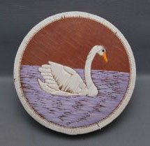 CHIPPEWA QUILLED BOX: 1960s 70s quilled swan on top with missing quills, 1.5" x 7.75" Shipping charge are for the United States. The shipping on this lot is $10.00. Outside the United States there will be additional shippi