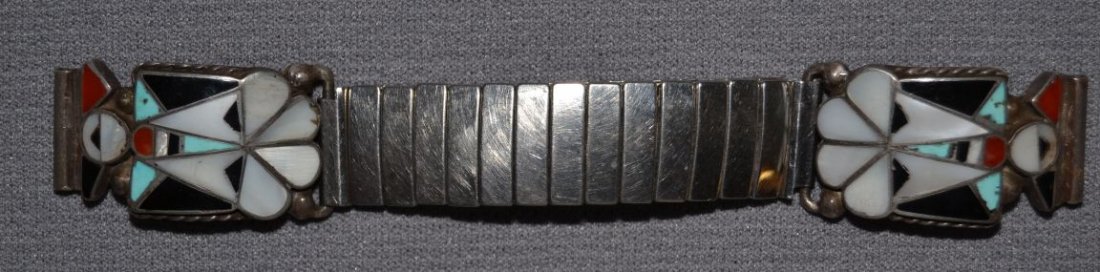 NAVAJO WATCH TIPS: 1960s 70s sterling silver channel inlay bird design 1.5"x.75" Shipping charge are for the United States. The shipping on this lot is $10.00. Outside the United States there will be additional shipping