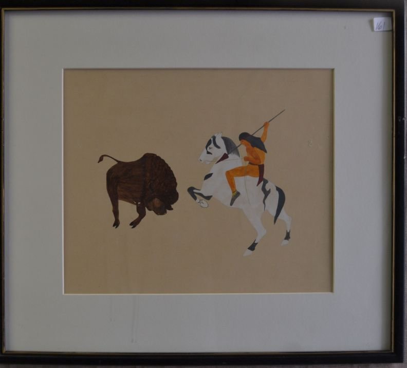 SAN ILDEFONSO PAINTING: 1930s 40s water color on paper has minor paint loss damage to paper signed Juilian Martinez 10.5"x12.5" Shipping charge are for the United States. The shipping on this lot is $40.00. Outside the Unite