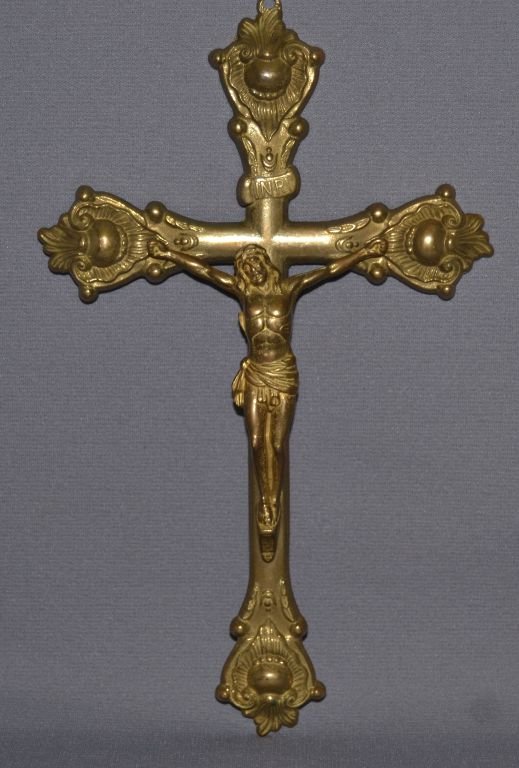 BRASS CROSS: 1960s 70s ornate decoration with Jesus 12.5"x7.5" Shipping charge are for the United States. The shipping on this lot is $15.00. Outside the United States there will be additional shipping fees. Damag