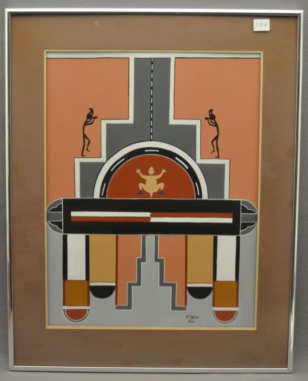 HOPI PAINTING: 1980s 90s watercolor on paper signed M. Taylor 15.25"x11.5" Shipping charge are for the continental United States only There will be additional shipping fees on shipments to Hawaii, Alaska and outside
