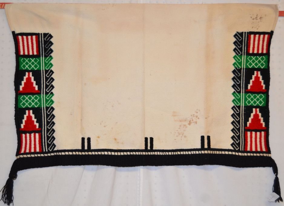 HOPI DANCE APRON: 1960s 70s hand embroider on commercial cloth has stains 23"x36" Shipping charge are for the continental United States only There will be additional shipping fees on shipments to Hawaii, Alaska and out