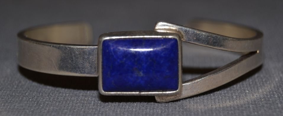 NAVAJO BRACELET: 1980s 90s sterling silver square cut lapis stone 5.75"x.75"x1.1" Shipping charge are for the continental United States only There will be additional shipping fees on shipments to Hawaii, Alaska and ou