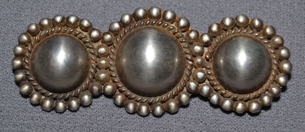 NAVAJO SILVER PIN: 1960s 70s sterling silver domed design 1"x2.5" Shipping charge are for the continental United States only There will be additional shipping fees on shipments to Hawaii, Alaska and outside the United S