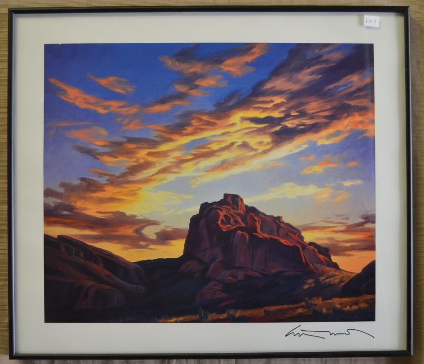 SOUTHWEST PRINT: 1980s 90s of desert sunset hand signed Ed Mell 14.75"x19" Shipping charge are for the continental United States only There will be additional shipping fees on shipments to Hawaii, Alaska and outside t