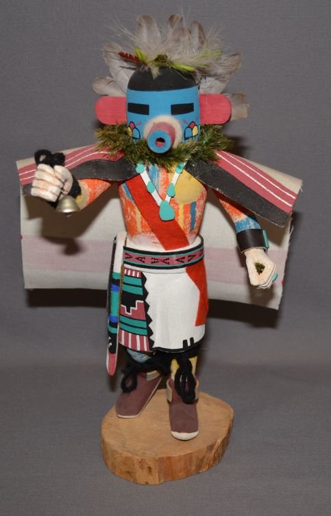 HOPI KACHINA: 1970s 80s hand carved and painted with cloth cape 13" tall Shipping charge are for the continental United States only There will be additional shipping fees on shipments to Hawaii, Alaska and outside 