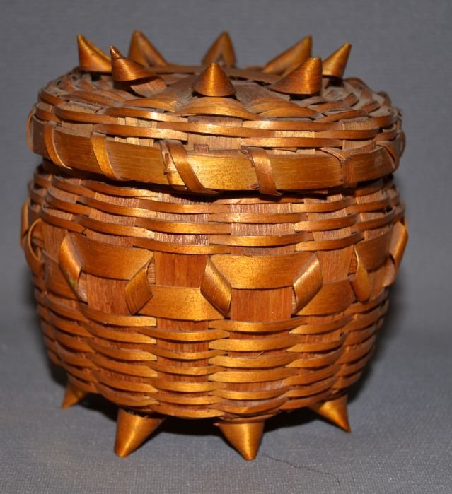 PENOBSCOT BASKET: 1950s 60s split ash design has been stained 4.5"x4.5" Shipping charge are for the continental United States only There will be additional shipping fees on shipments to Hawaii, Alaska and outside the U
