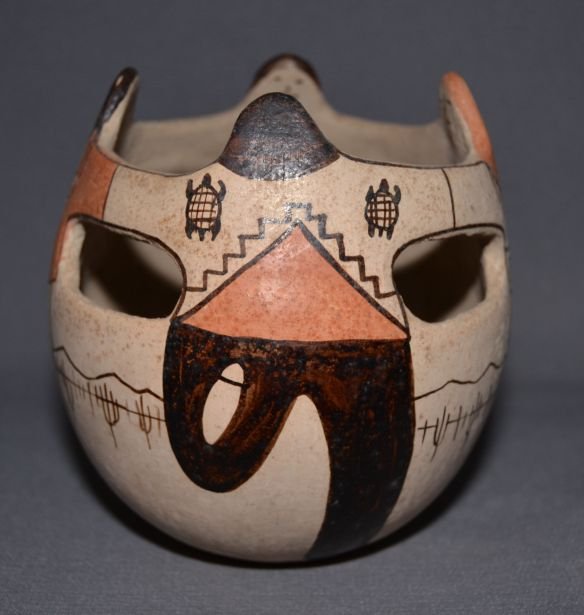 TOHONO O'ODAHAM POTTERY JAR: 1980s 90s polychrome friendship design signed Angea 5"x4.75" Shipping charge are for the continental United States only There will be additional shipping fees on shipments to Hawaii, Alaska and outsid