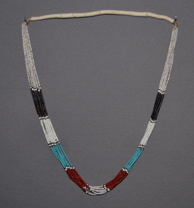 PUEBLO NECKLACE: 1980s 90s 10 strands of various heishi 31" long Shipping charge are for the continental United States only There will be additional shipping fees on shipments to Hawaii, Alaska and outside the United 