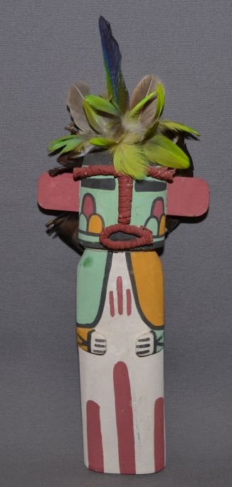 HOPI KACHINA: 1990's hand carved and painted cotton wood , signed with bear paw logo, 12" tall Shipping charge are for the continental United States only There will be additional shipping fees on shipments to Hawai