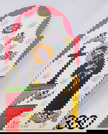 NEW MEXICAN RETABLO: ca. CONT. of San Callentano, by Marie Romero Cash, 19.5" tall.