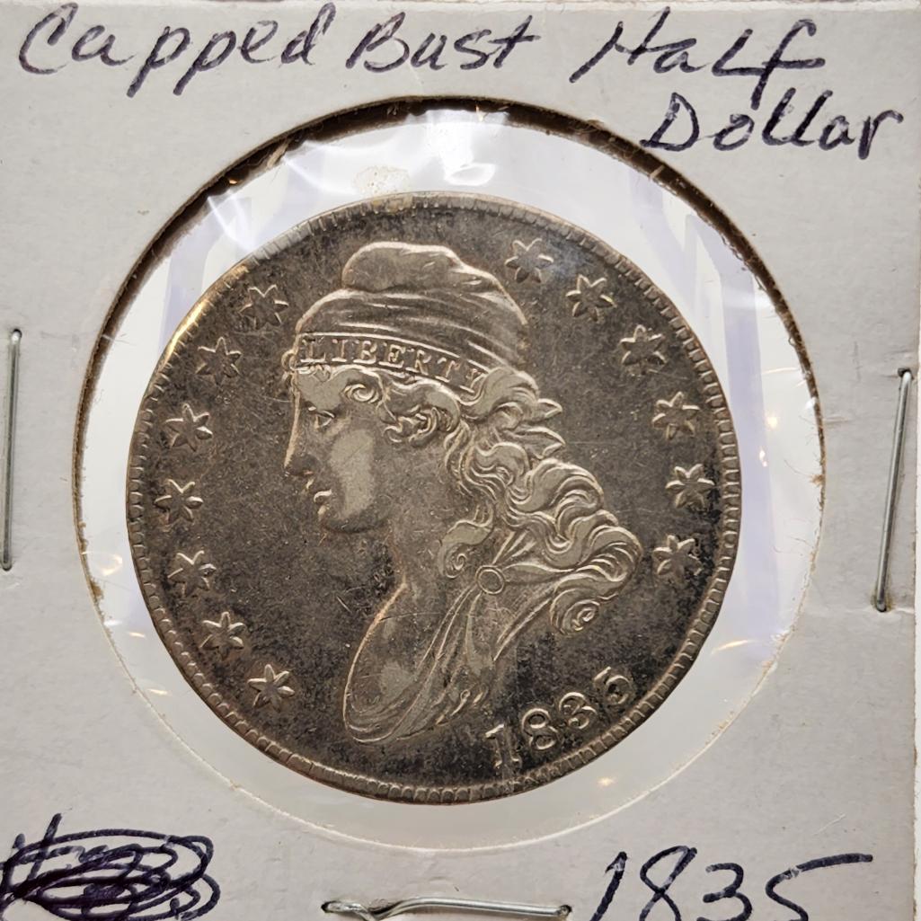 1835 Capped Bust Half Dollar: In House Shipping Via USPS with Insurance