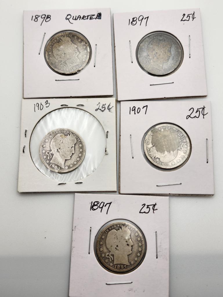 Lot of 5 Barber Quarters (1 of 6)