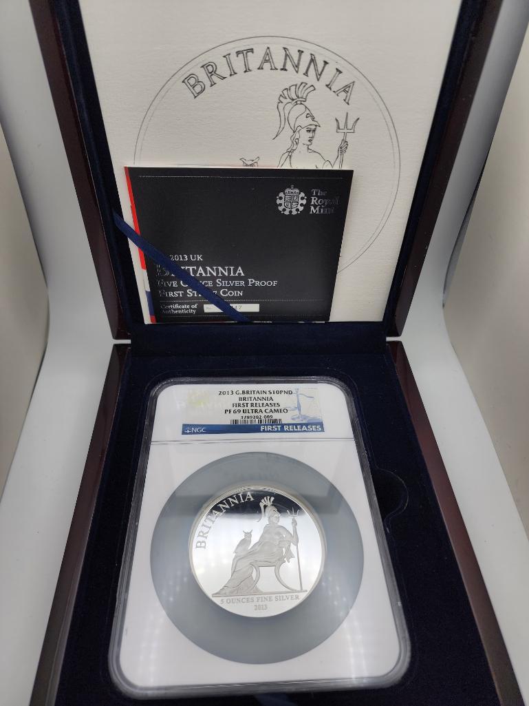 2013 UK Britannia 5 Ounce Fine Silver Proof First Strike Coin (1 of 6)