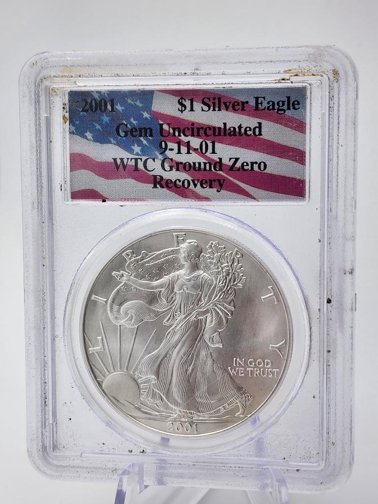 2001 1 Ounce Silver Eagle Gem Uncirculated 9-11-01 WTC Ground Zero Recovery (1 of 4)