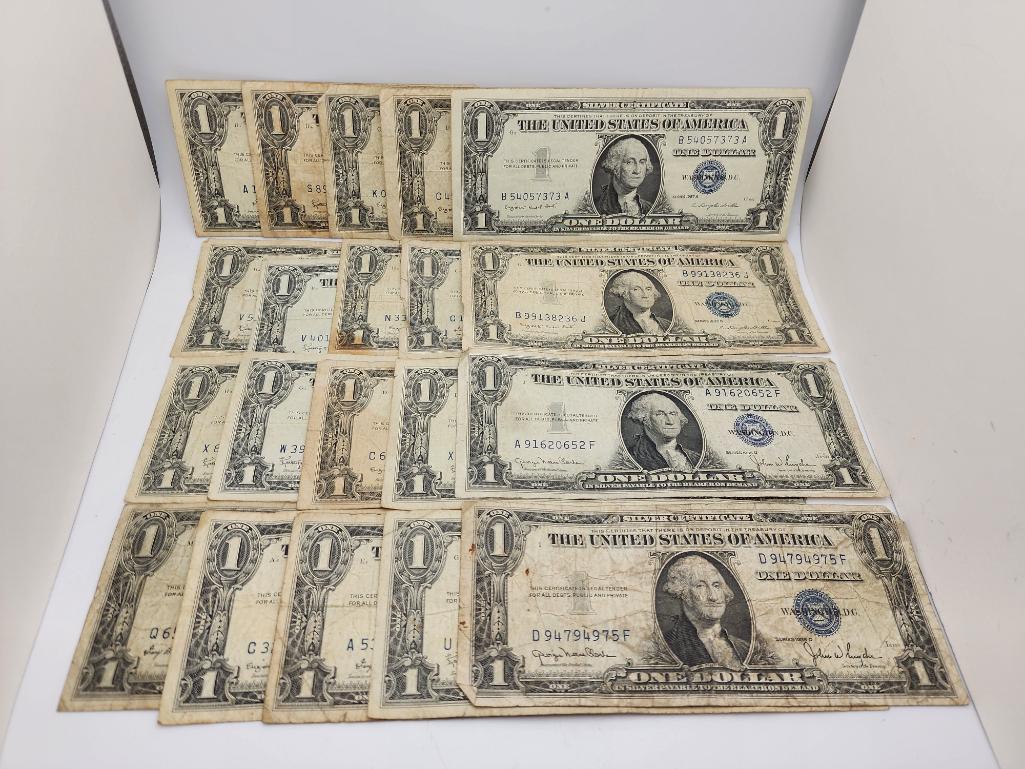 (20) $1 Silver Certificates Blue Seal (1 of 20)