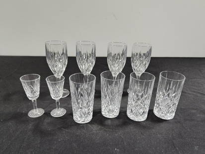 Set of Matching Crystal Wine Glasses, Tumblers and Stemware:  