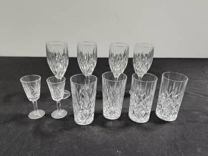 Set of Matching Crystal Wine Glasses, Tumblers and Stemware:  