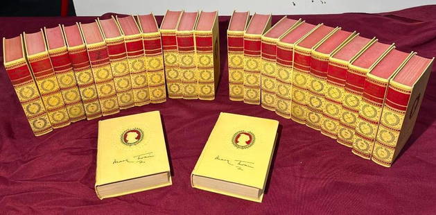 23 of a 24 Volume Set of Mark Twain Works of Literature, Hardbound: Appears to Be One Volume Missing, Volume 17 is Missing