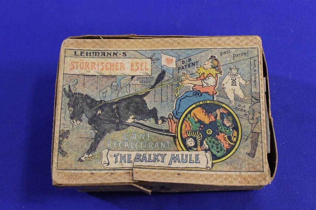 Tin Key Wind Lehmann's "The Balky Mule" Toy and Box (1 of 3)