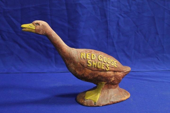 Red Goose Shoes Goose 3D Advertising Goose 10" x 16": Red Goose Shoes Goose 3D Advertising Goose, Chalk or Plaster, Old, 16" x 10"