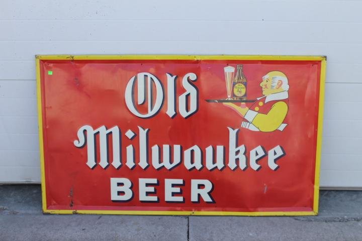 Rare Large Old Milwaukee Beer Self Framed Mail Sign 56" (1 of 2)