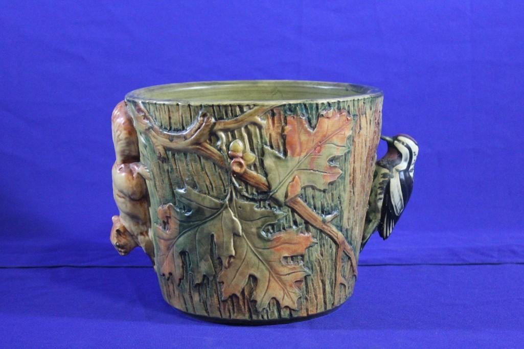 Weller Jardiniere - Large Woodpecker & Squirrel 9" (1 of 4)