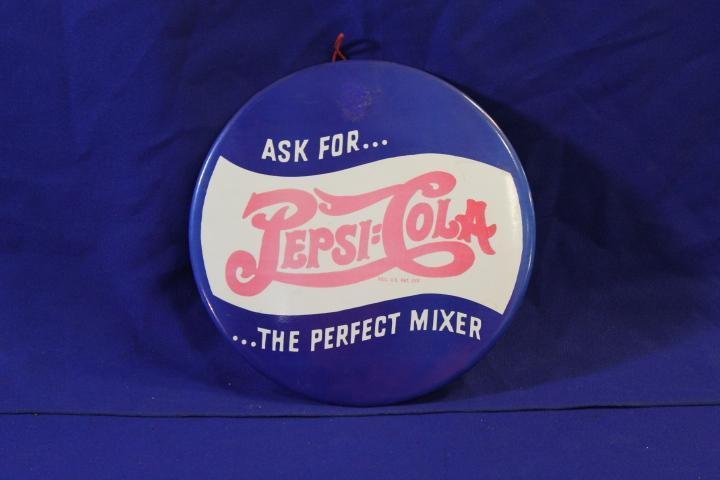 Pepsi-Cola Perfect Mixer Sign 9"  Celluloid Over Crdb. (1 of 1)