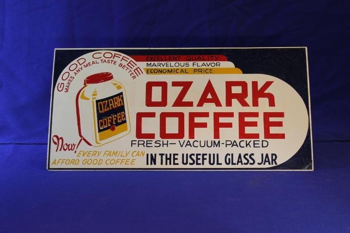 Vintage Ozark Coffee Tin Advertising Sign 18" x 9" NOS (1 of 1)