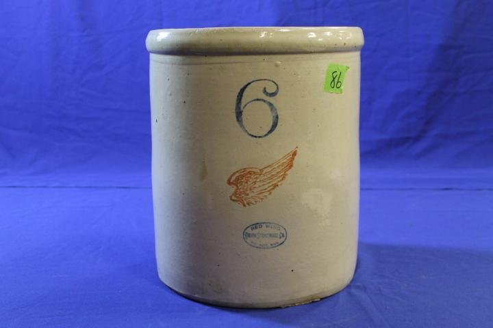 6 Gallon Red Wing Stoneware Crock (Large Wing): 6 Gallon Red Wing Stoneware Crock (Large Wing)