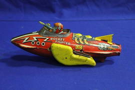 VINTAGE 1930's MARX TIN WINDUP FLASH GORDON ROCKET FIGHTER KING FEATURES Gd  Cond