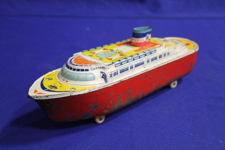 Wyandotte SS America Toy Tin Cruise Ship Boat 12" x 3" (1 of 1)