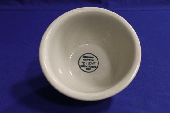 Redwing Denson's Popular Store "The Boys" Advertising: Redwing Denson's Popular Store "The Boys" Advertising Crock Stoneware Bowl w/ Blue Band