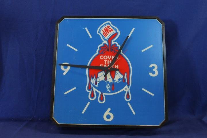 Sherwin Williams Paints "Cover The Earth" Quartz Clock: SWP Plastic "Cover The Earth" Quartz Battery Clock 17.75" x 17.75"
