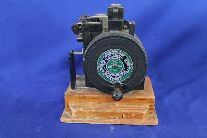 Monarch Pathfinder Pharmacy Pill Bottle Label Maker: Monarch Pathfinder Ticket Marking System with stamping dies in drawer 1860