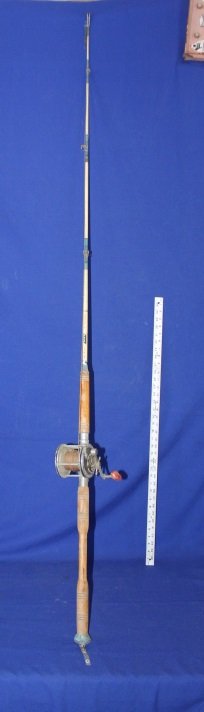 Vintage Fishing Rod & Reel, Penn Senator Reel 78" Pole: Large Nice Vintage Fishing Rod and Reel